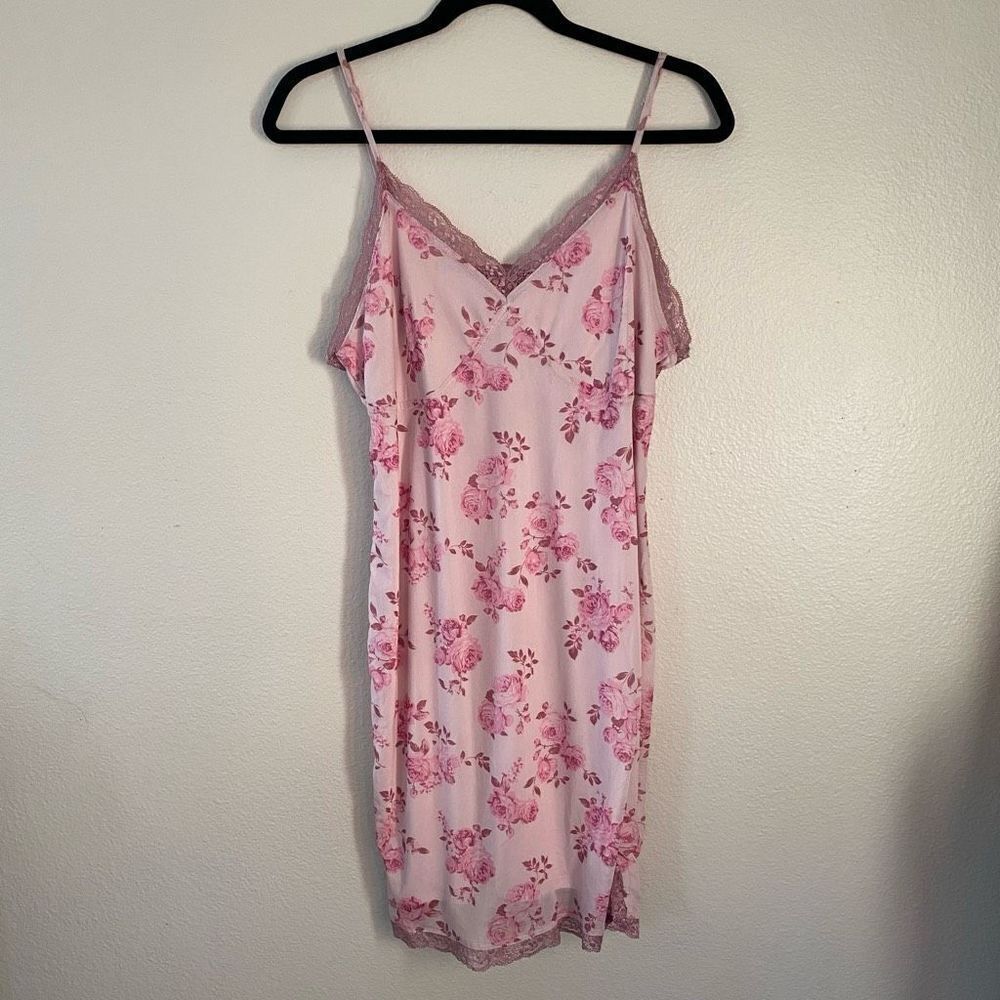 Wild Fable Pink Rose Lace Trim Chemise